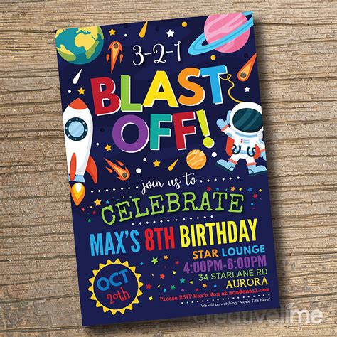 Space Birthday Invitations Free Printable